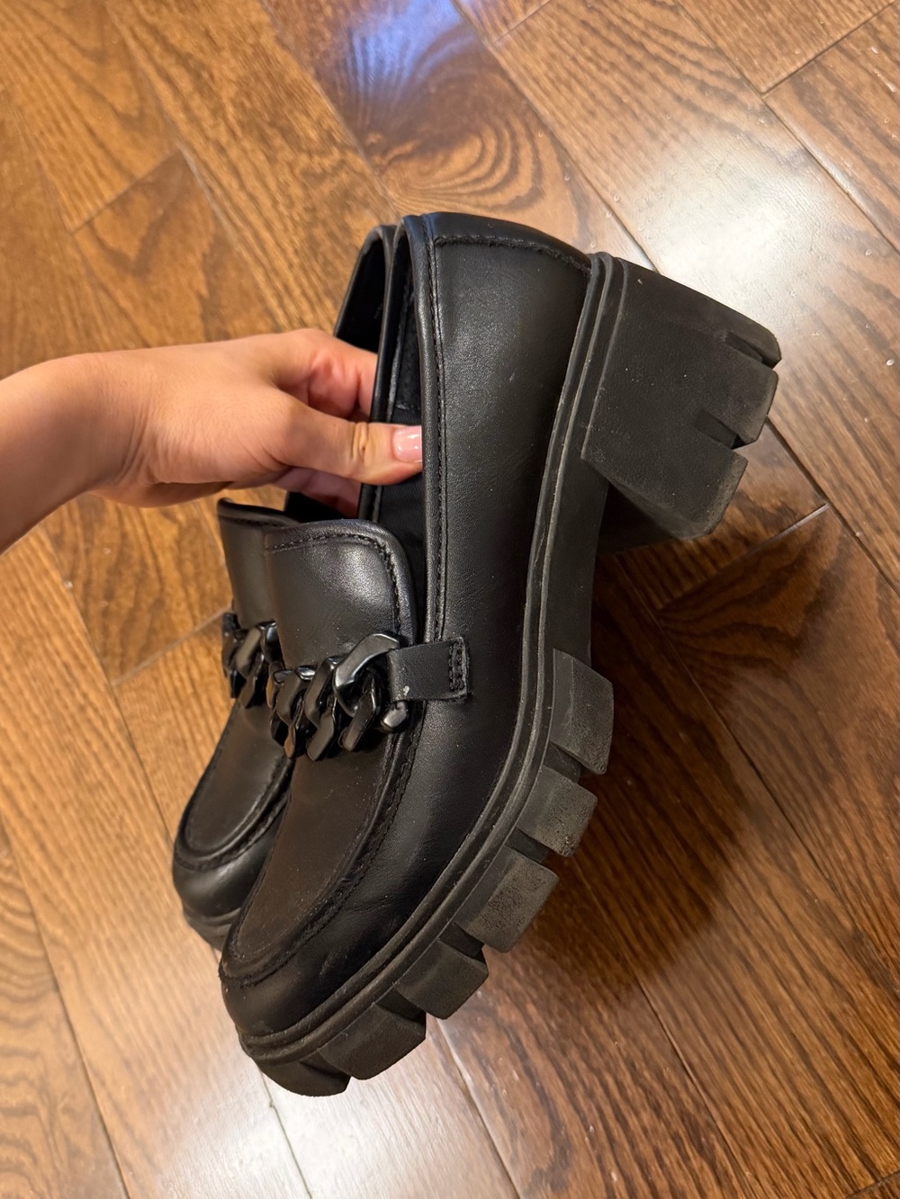 Madden Girl Chunky Chain Leather Loafers